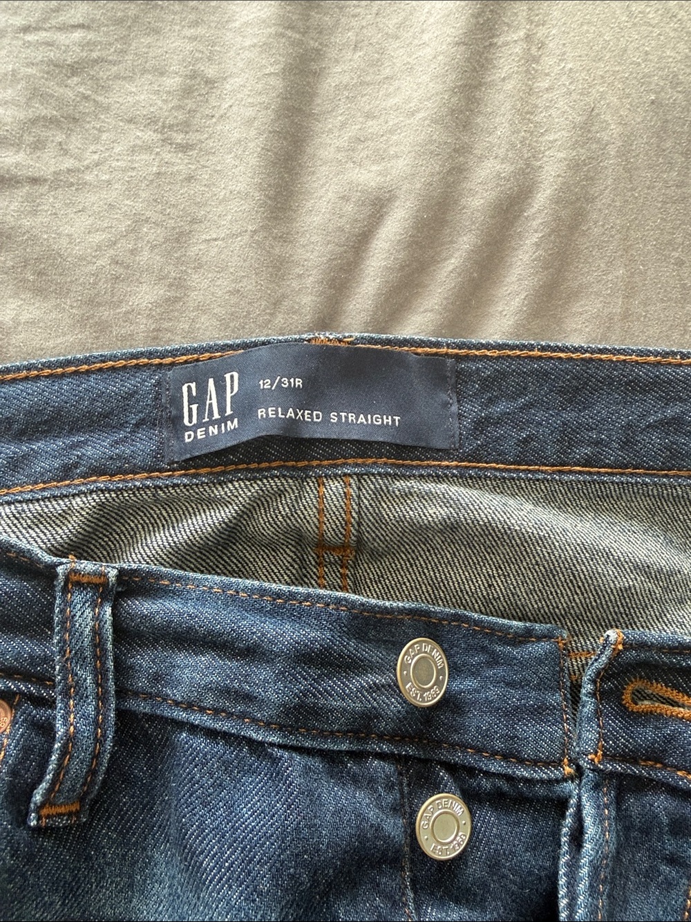 GAP Women’s Relaxed Straight Jeans in Dark Blue Denim
